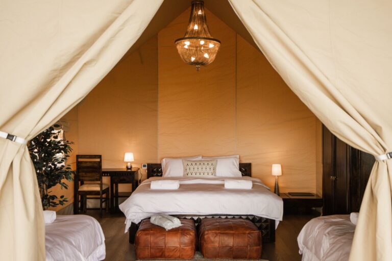 Spacious family glamping tent at Mia Glamping in Saaremaa with multiple beds and open layout